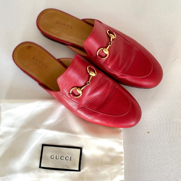 GUCCI Princetown Leather Red Slipper - Picture 1 of 11